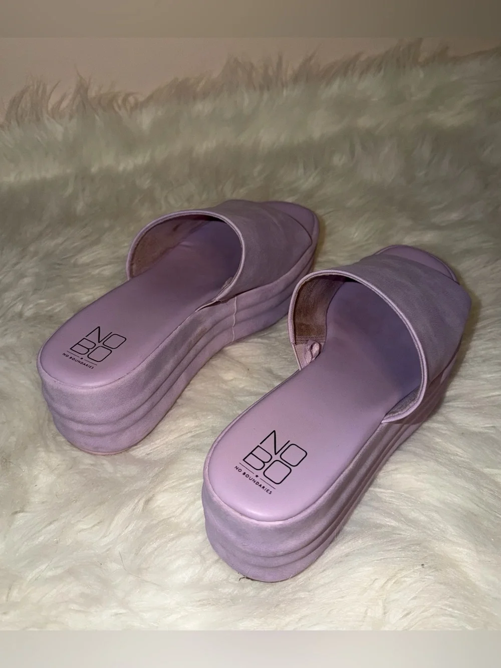 Platform Slide Sandals in Lavender